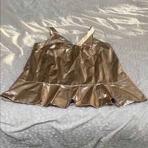 Gold Metallic Ruffle Top